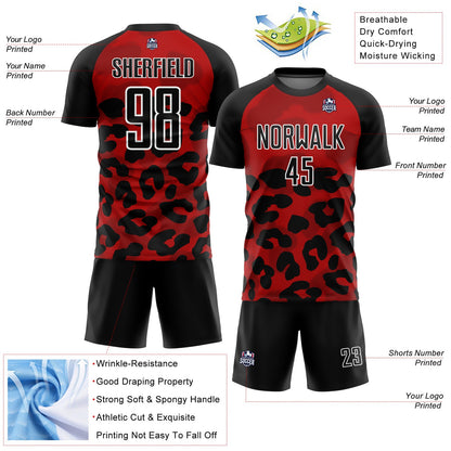 Custom Red Black-White Animal Print Sublimation Soccer Uniform Jersey - Sky-Custom
