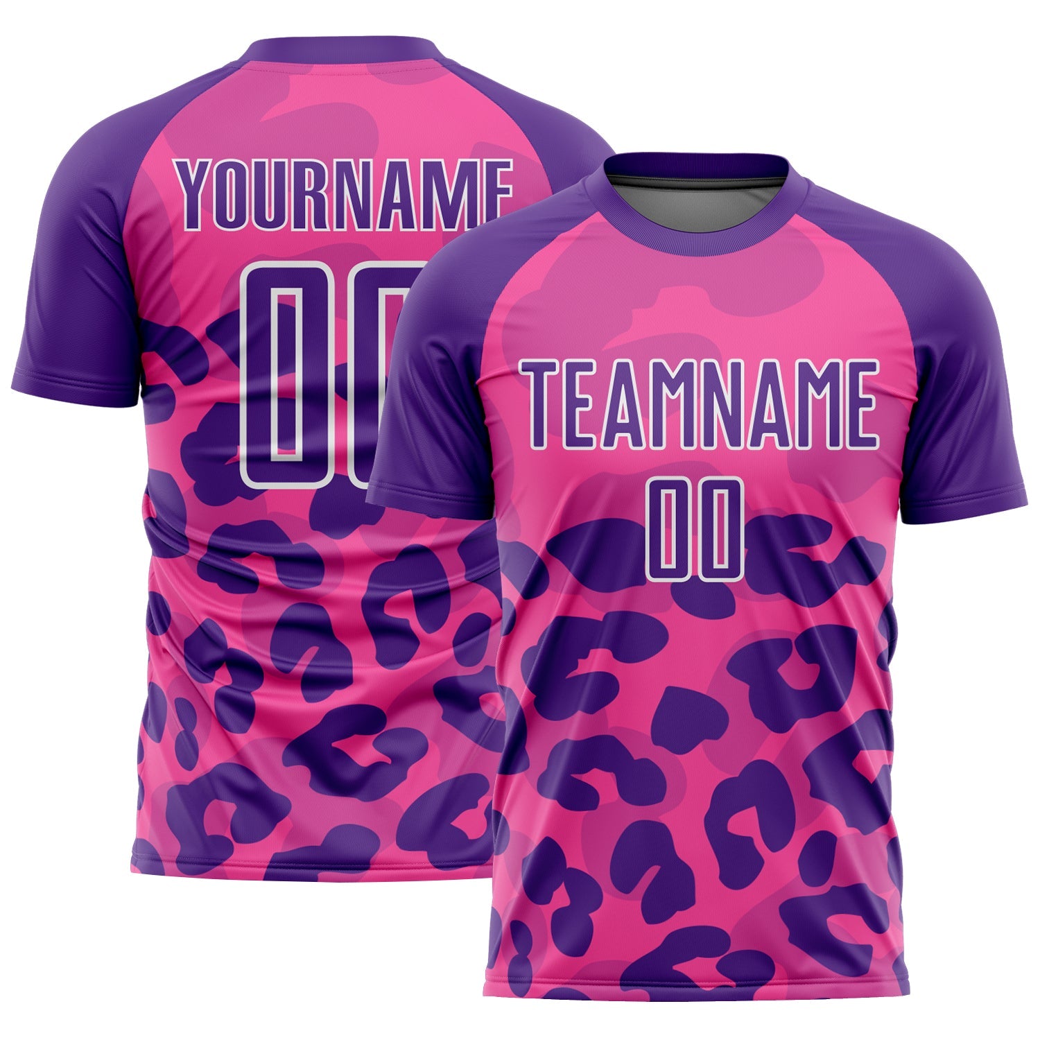 Custom Pink Purple-White Animal Print Sublimation Soccer Uniform Jersey - Sky-Custom