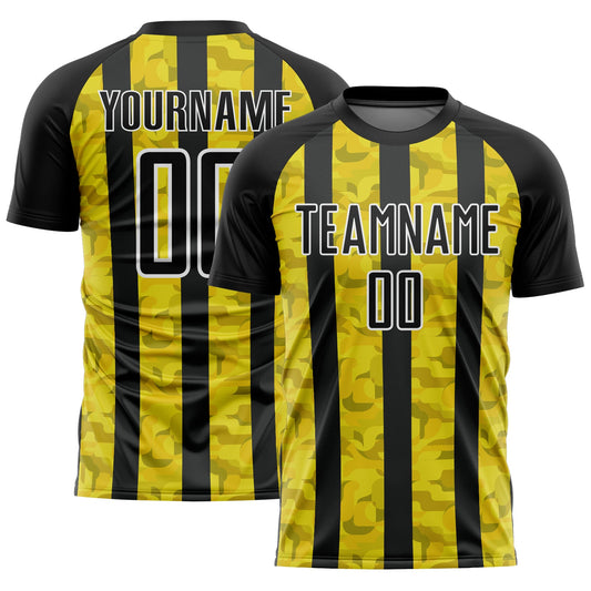 Custom Black Yellow-White Sublimation Soccer Uniform Jersey - Sky-Custom