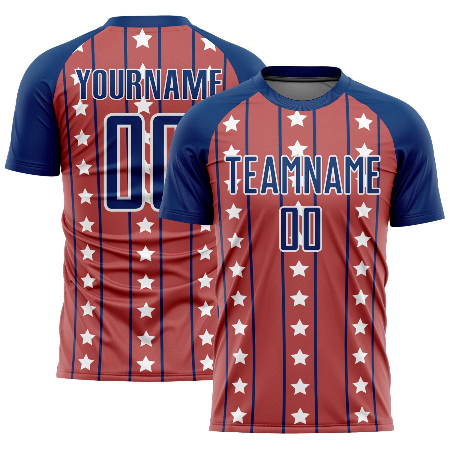 Custom Red Royal-White Stars And Stripes Sublimation Soccer Uniform Jersey - Sky-Custom