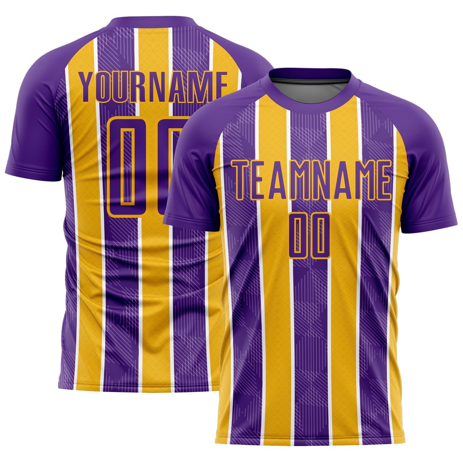 Custom Purple Gold-White Stripes Sublimation Soccer Uniform Jersey - Sky-Custom