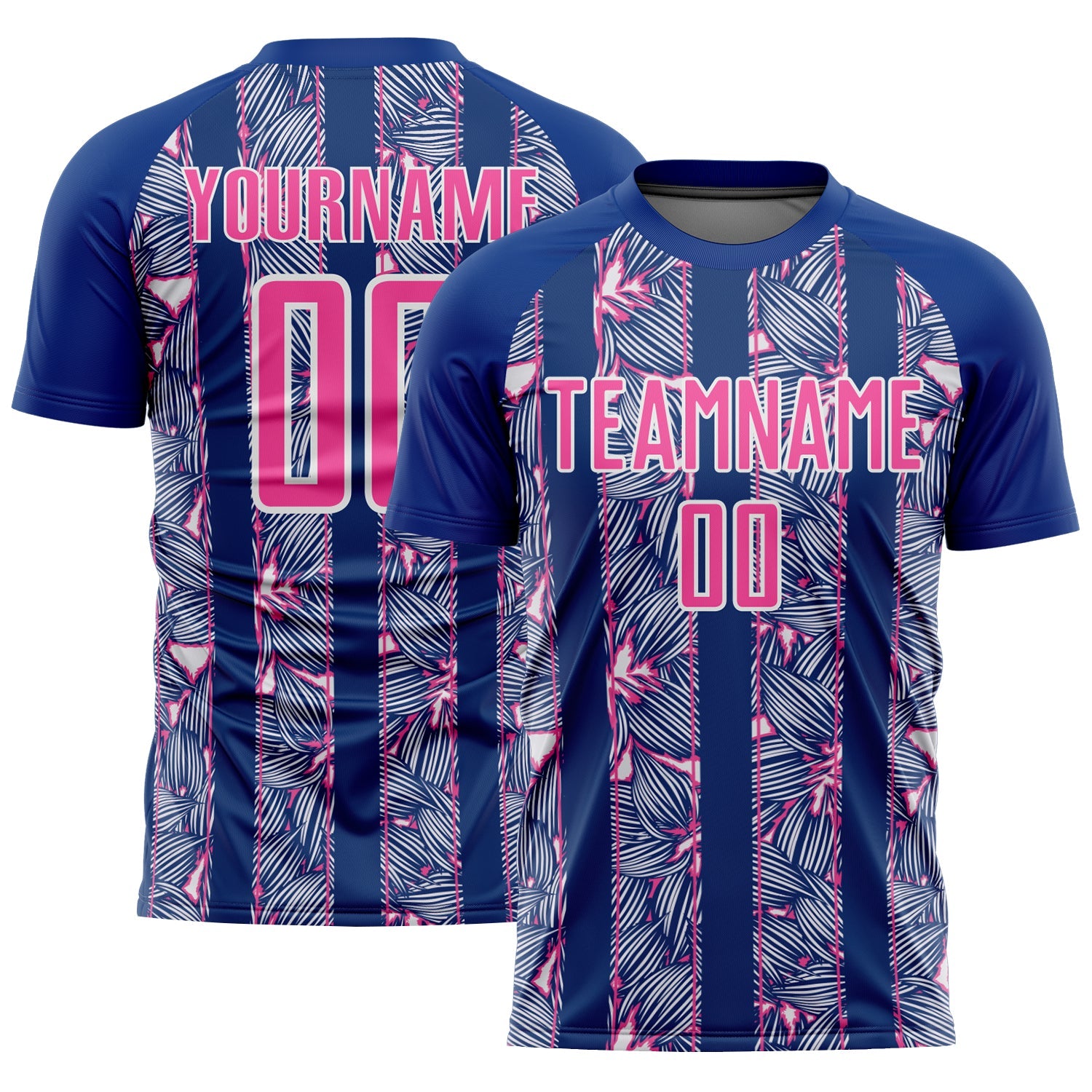 Custom Royal Pink-White Flowers Sublimation Soccer Uniform Jersey - Sky-Custom