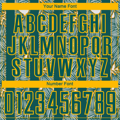 Custom Midnight Green Gold Flowers Sublimation Soccer Uniform Jersey - Sky-Custom