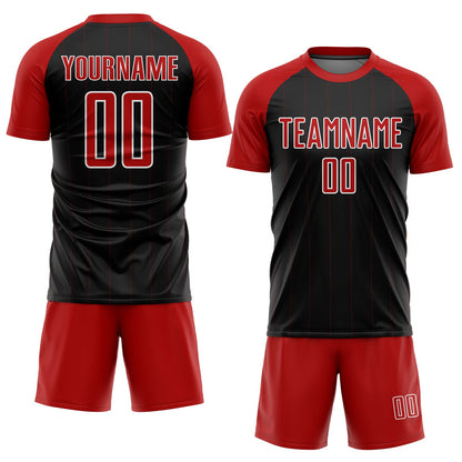 Custom Black Red-White Pinstripe Sublimation Soccer Uniform Jersey - Sky-Custom