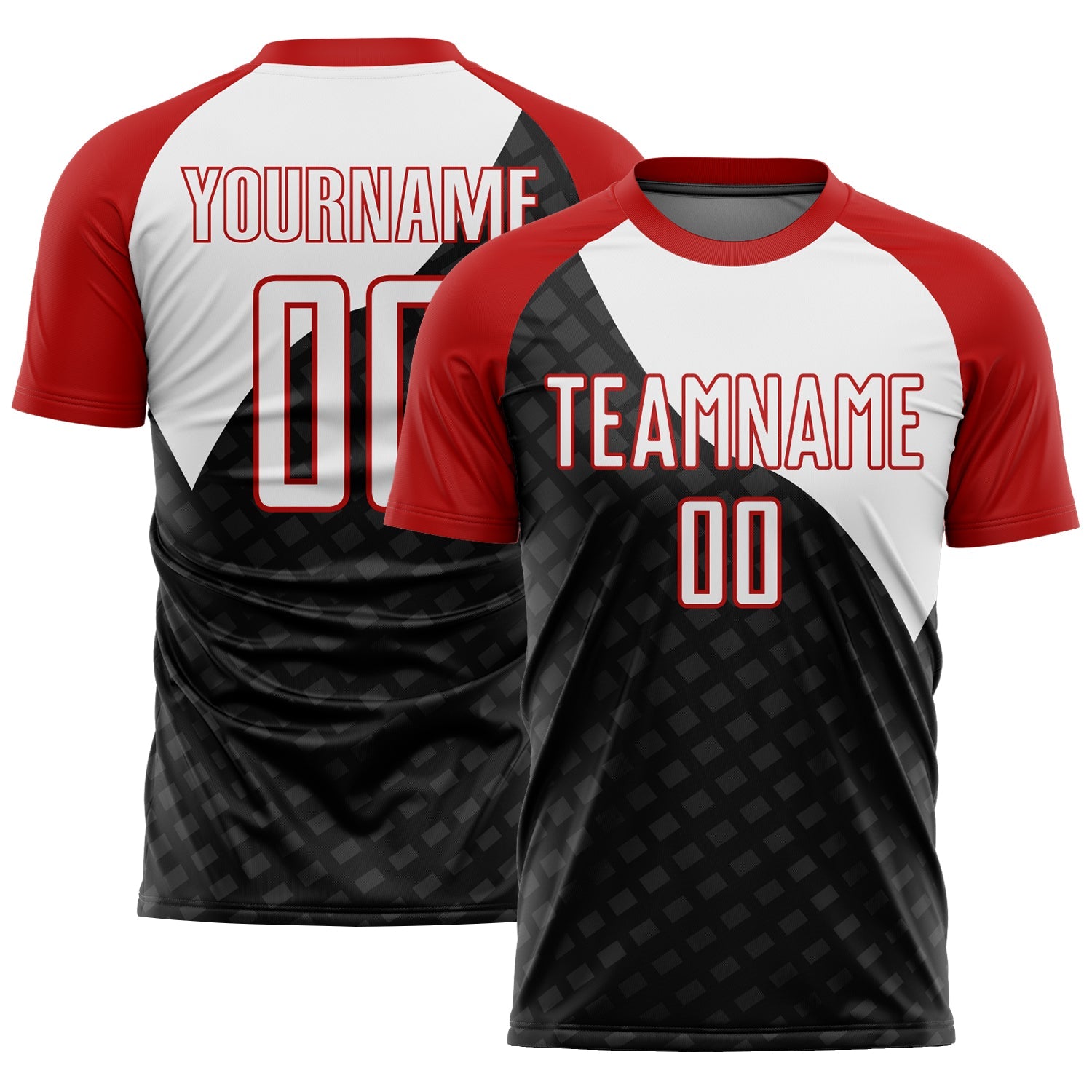 Custom Black White-Red Curve Lines Sublimation Soccer Uniform Jersey - Sky-Custom