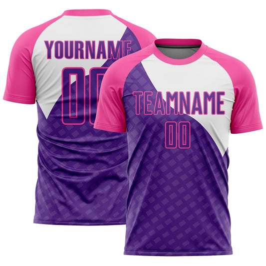 Custom Purple Pink-White Curve Lines Sublimation Soccer Uniform Jersey - Sky-Custom