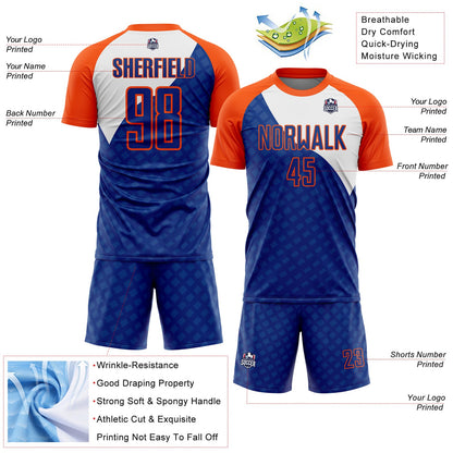 Custom Royal Orange-White Curve Lines Sublimation Soccer Uniform Jersey - Sky-Custom