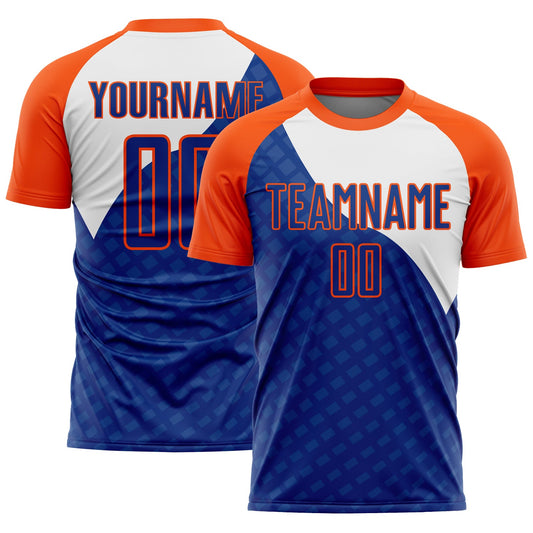 Custom Royal Orange-White Curve Lines Sublimation Soccer Uniform Jersey - Sky-Custom