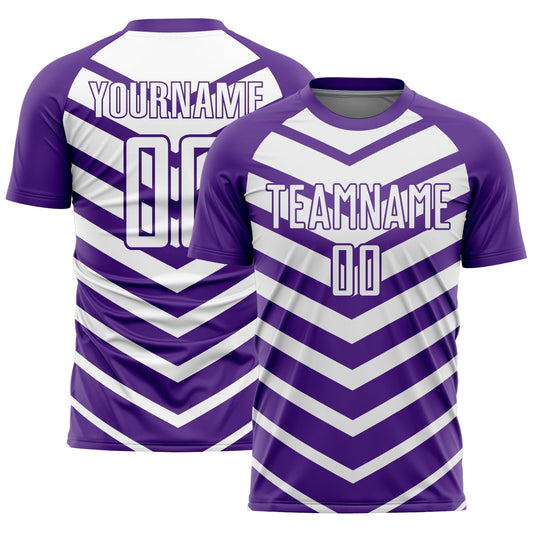 Custom Purple White Arrow Shapes Sublimation Soccer Uniform Jersey - Sky-Custom