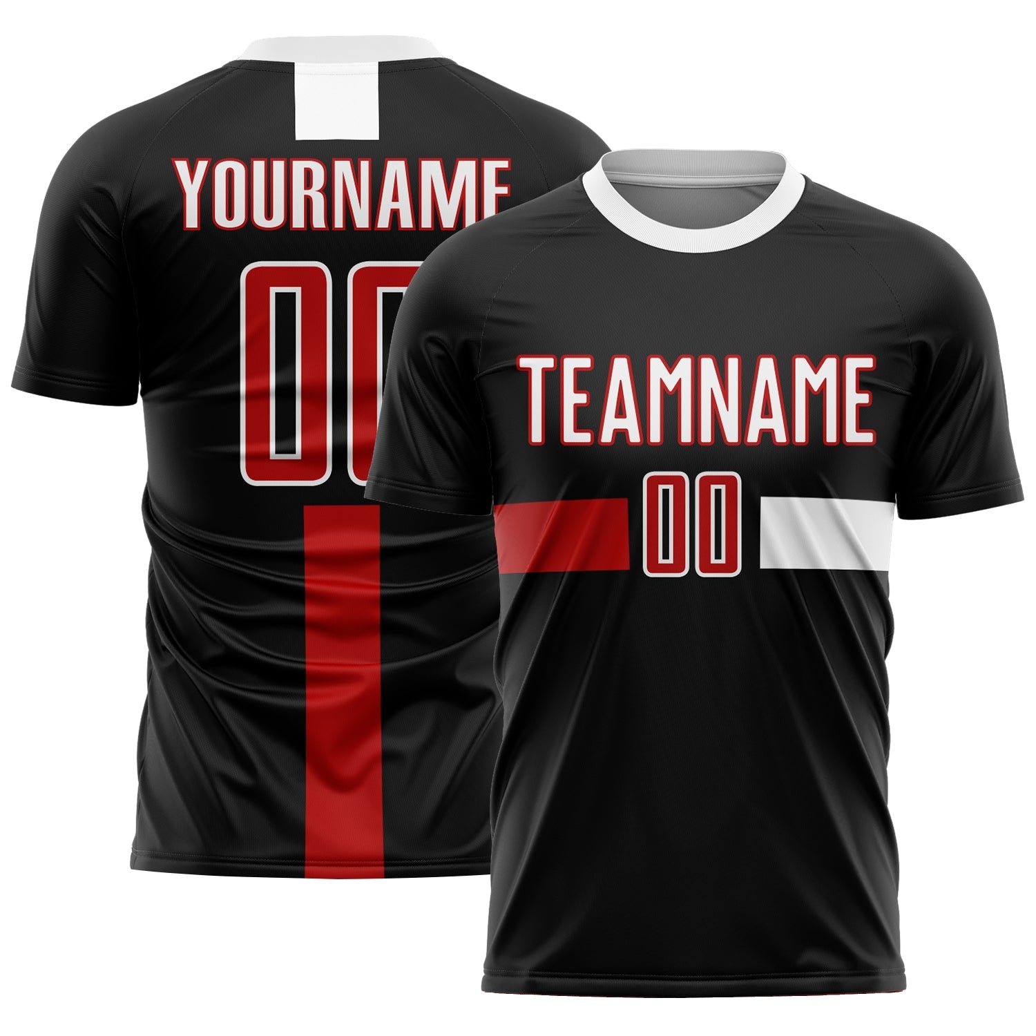 Custom Black Red-White Sublimation Soccer Uniform Jersey - Sky-Custom