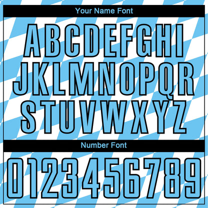 Custom White Sky Blue-Black Bavarian Flag Sublimation Soccer Uniform Jersey - Sky-Custom