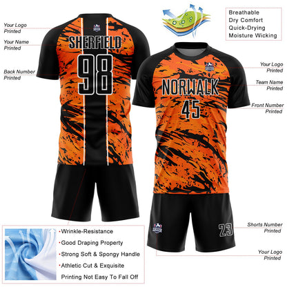 Custom Bay Orange Black-White Abstract Fluid Sublimation Soccer Uniform Jersey - Sky-Custom