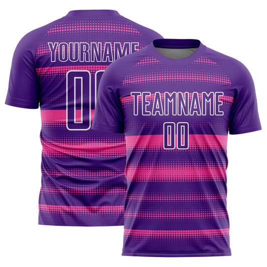 Custom Purple Pink-White Halftone Dots Sublimation Soccer Uniform Jersey - Sky-Custom