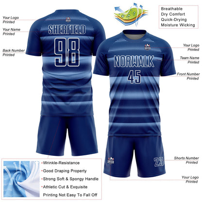 Custom Royal Light Blue-White Halftone Dots Sublimation Soccer Uniform Jersey - Sky-Custom