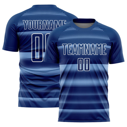 Custom Royal Light Blue-White Halftone Dots Sublimation Soccer Uniform Jersey - Sky-Custom