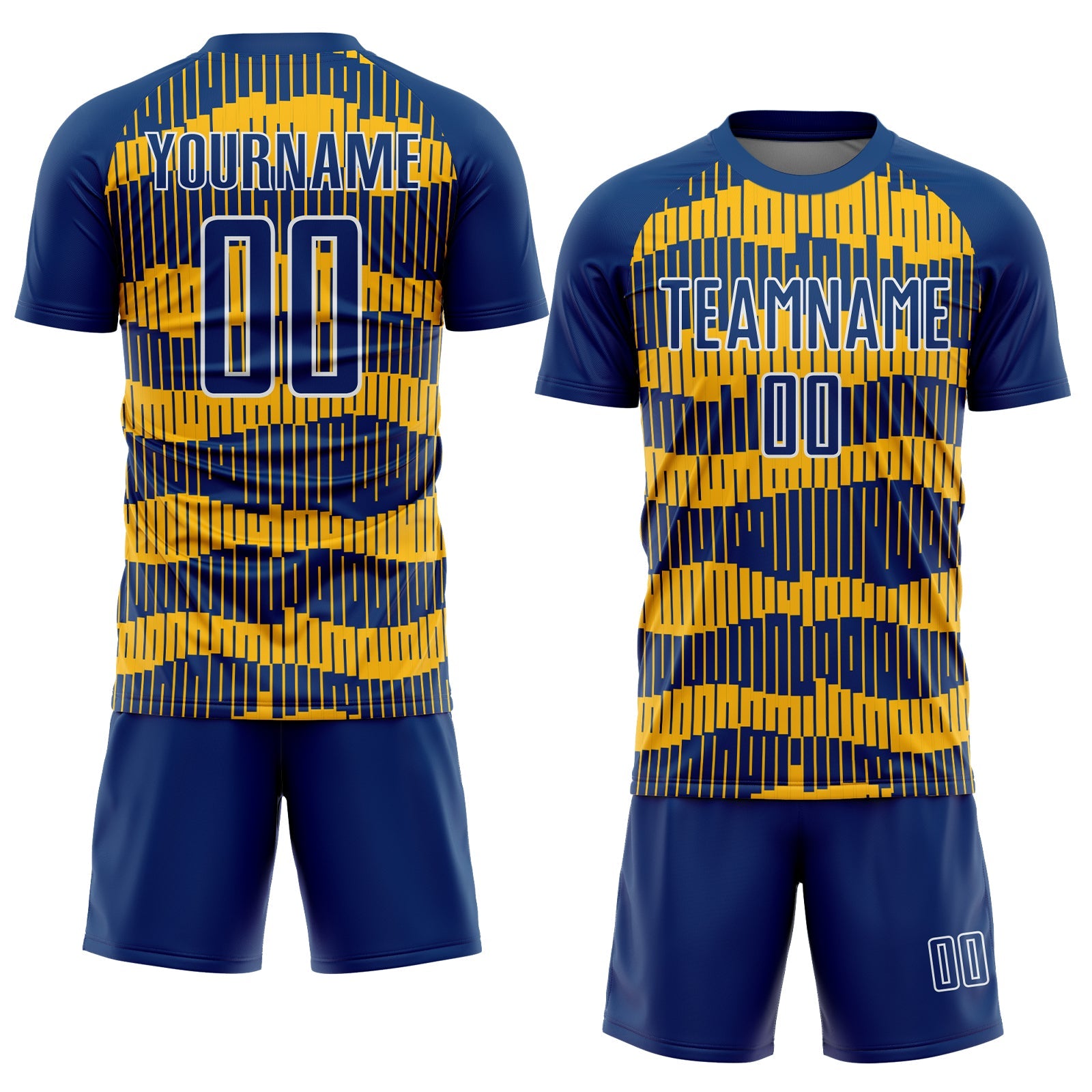 Custom Royal Gold-White Pinstripe Sublimation Soccer Uniform Jersey - Sky-Custom