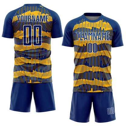 Custom Royal Gold-White Pinstripe Sublimation Soccer Uniform Jersey - Sky-Custom