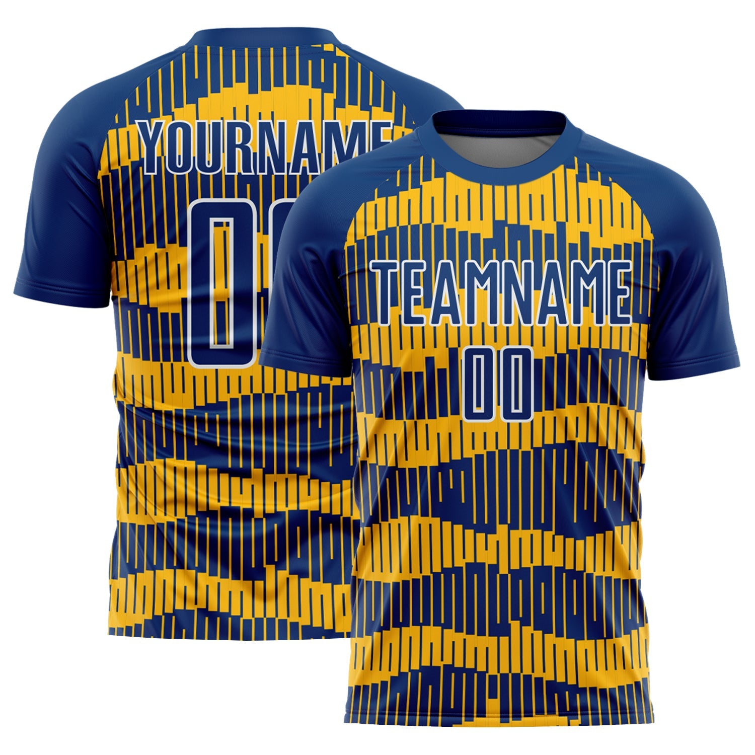 Custom Royal Gold-White Pinstripe Sublimation Soccer Uniform Jersey - Sky-Custom