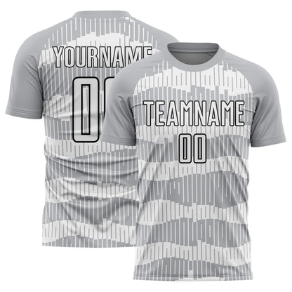 Custom Gray White-Black Pinstripe Sublimation Soccer Uniform Jersey - Sky-Custom