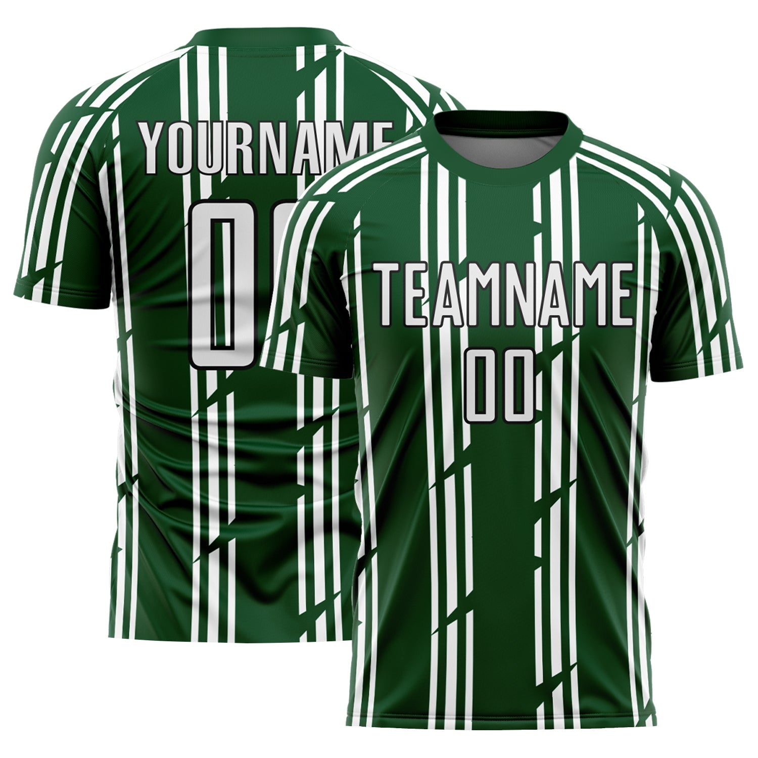 Custom Green White-Black Pinstripe Sublimation Soccer Uniform Jersey - Sky-Custom