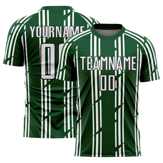 Custom Green White-Black Pinstripe Sublimation Soccer Uniform Jersey - Sky-Custom