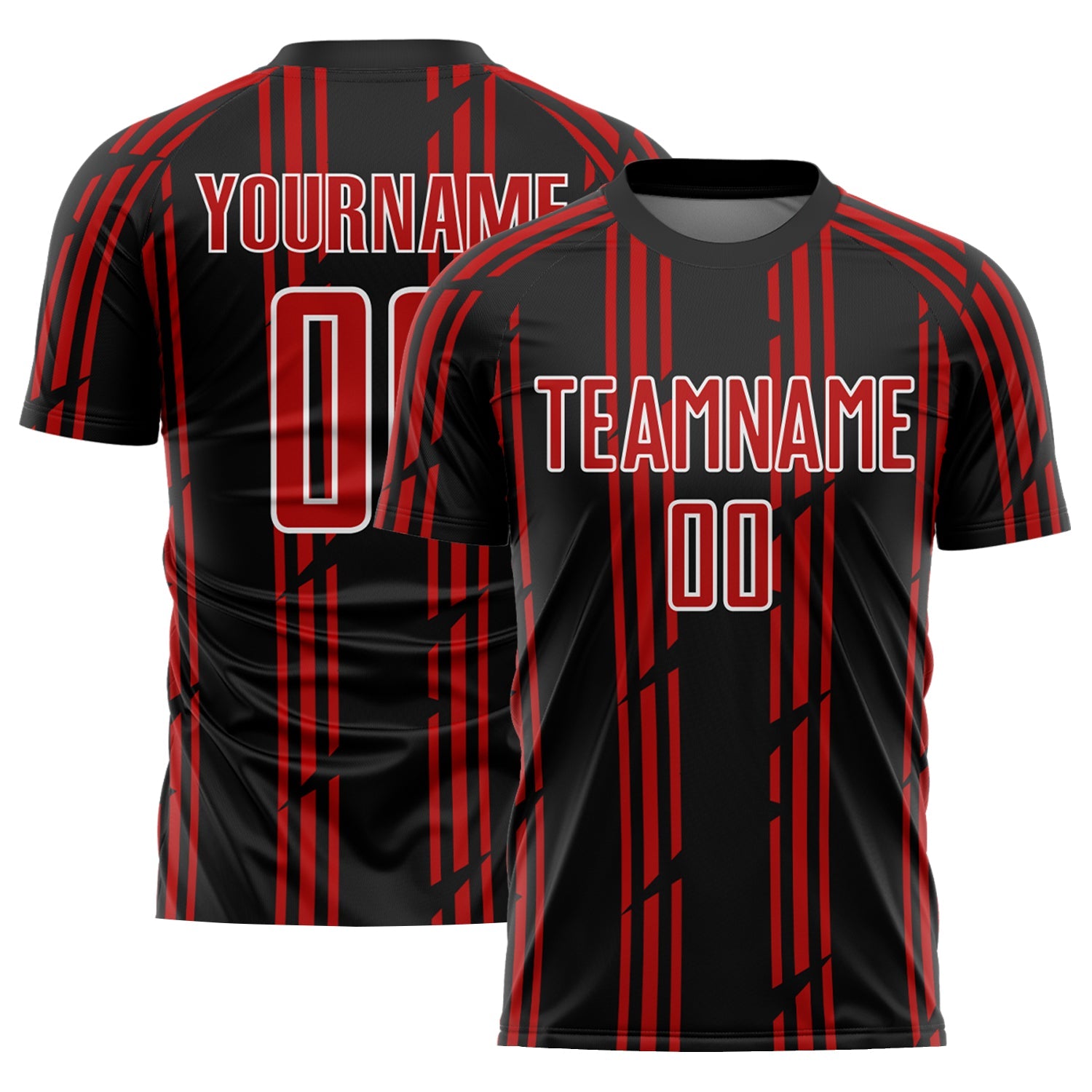 Custom Black Red-White Pinstripe Sublimation Soccer Uniform Jersey - Sky-Custom