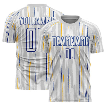 Custom Gray White-Royal Pinstripe Sublimation Soccer Uniform Jersey - Sky-Custom