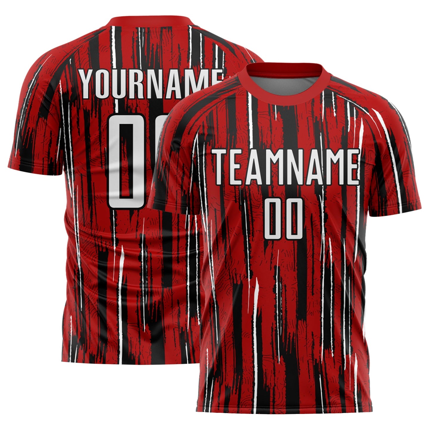 Custom Red White-Black Pinstripe Sublimation Soccer Uniform Jersey - Sky-Custom