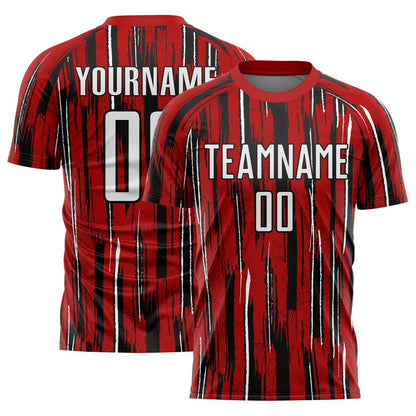 Custom Red White-Black Pinstripe Sublimation Soccer Uniform Jersey - Sky-Custom