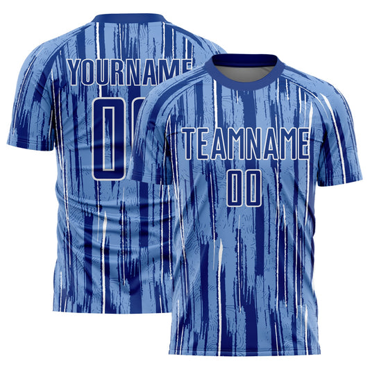 Custom Light Blue Royal-White Pinstripe Sublimation Soccer Uniform Jersey - Sky-Custom