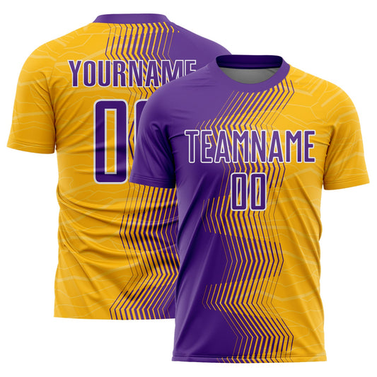 Custom Gold Purple-White Gradient Arrow Sublimation Soccer Uniform Jersey - Sky-Custom
