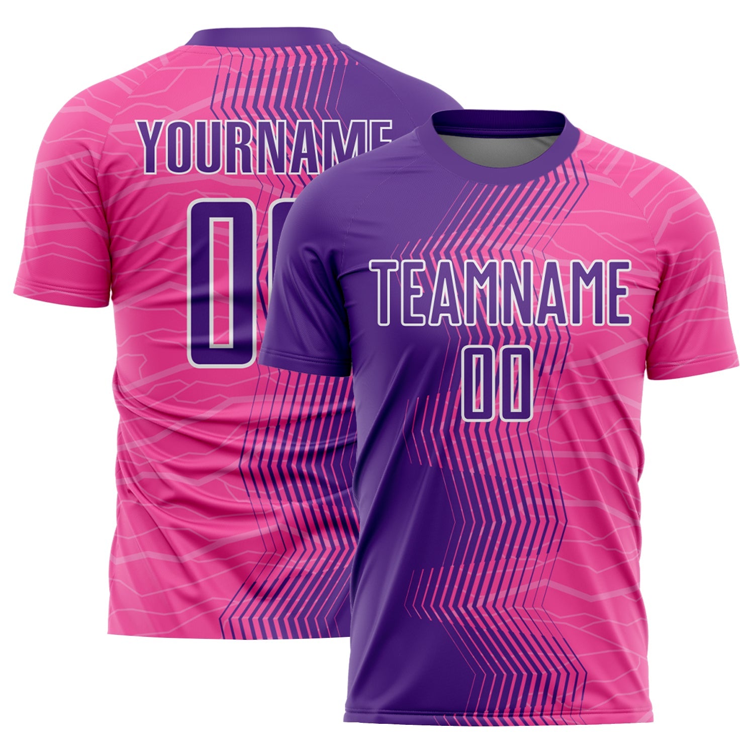 Custom Pink Purple-White Gradient Arrow Sublimation Soccer Uniform Jersey - Sky-Custom