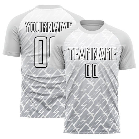 Custom White Gray-Black Lightning Sublimation Soccer Uniform Jersey - Sky-Custom