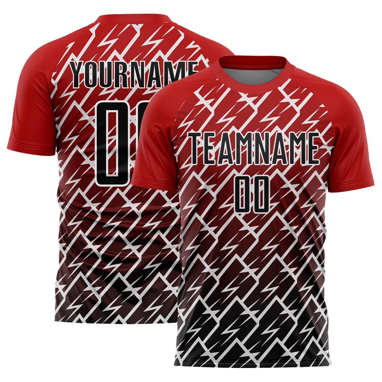 Custom Red Black-White Lightning Sublimation Soccer Uniform Jersey - Sky-Custom