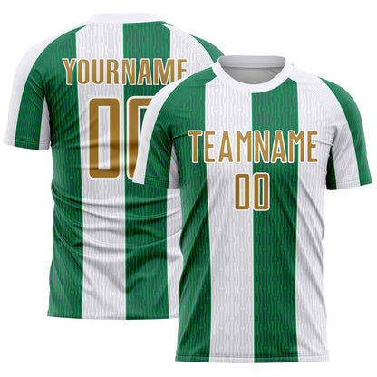 Custom White Old Gold-Kelly Green Sublimation Soccer Uniform Jersey - Sky-Custom