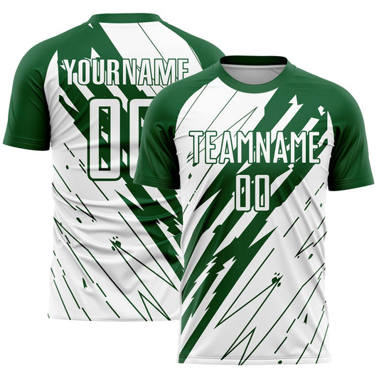 Custom Kelly Green White Sublimation Soccer Uniform Jersey - Sky-Custom