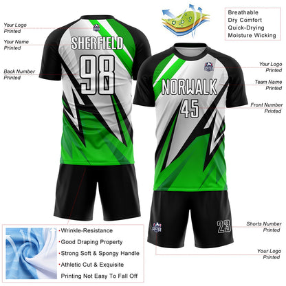 Custom Black White-Aurora Green Sublimation Soccer Uniform Jersey - Sky-Custom