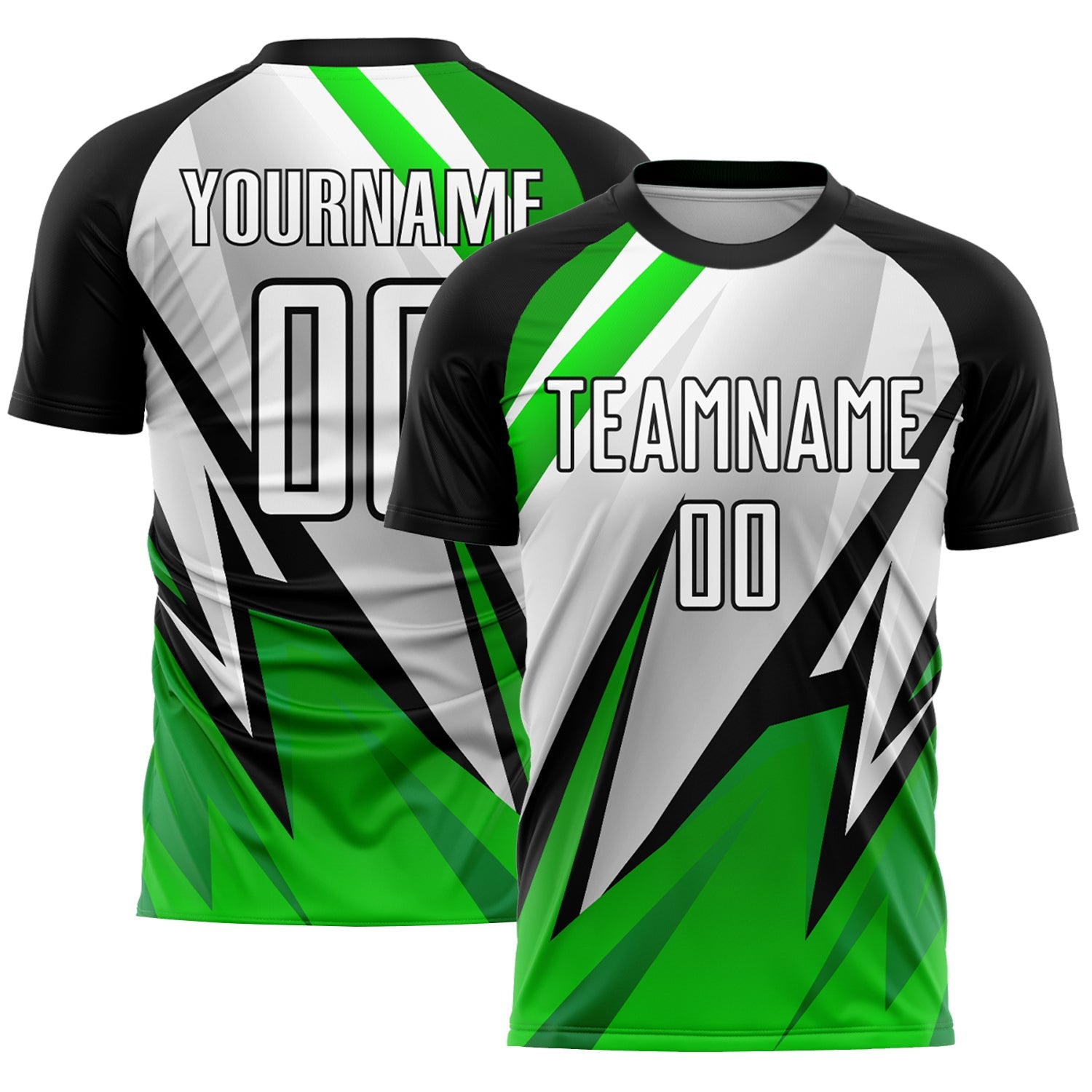 Custom Black White-Aurora Green Sublimation Soccer Uniform Jersey - Sky-Custom