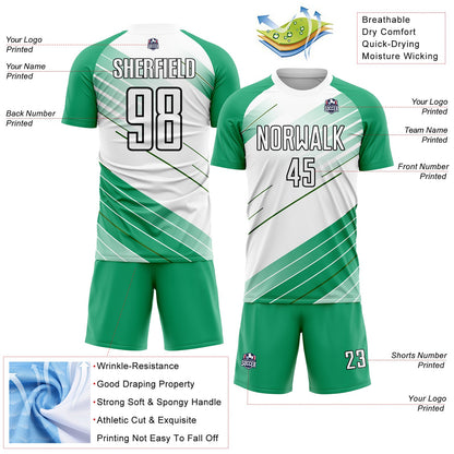 Custom Kelly Green White-Black Sublimation Soccer Uniform Jersey - Sky-Custom