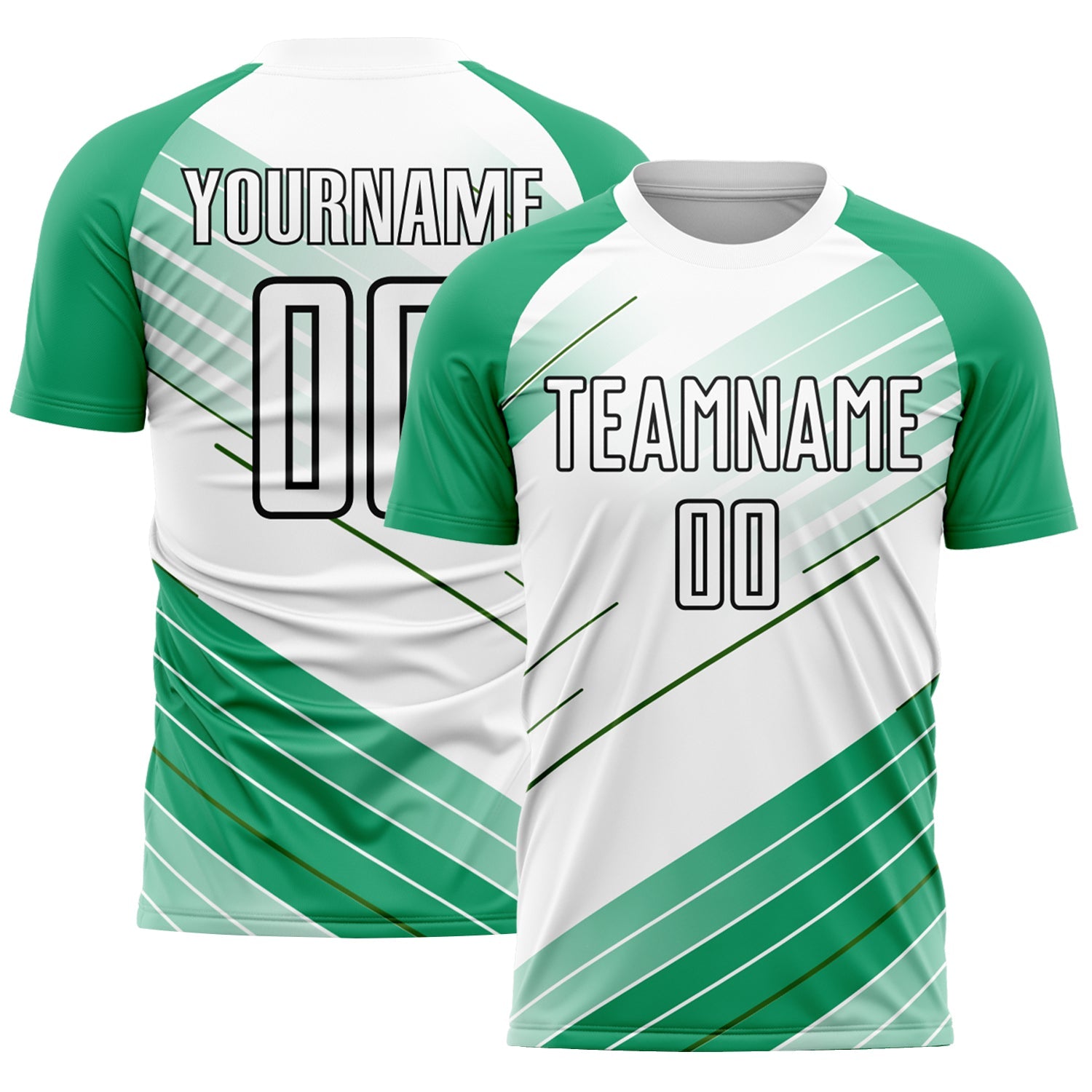 Custom Kelly Green White-Black Sublimation Soccer Uniform Jersey - Sky-Custom