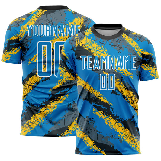 Custom Powder Blue Yellow-White Sublimation Soccer Uniform Jersey - Sky-Custom