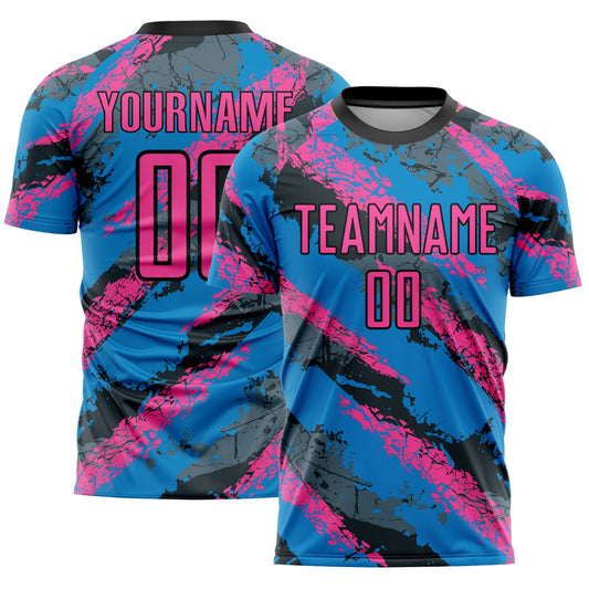 Custom Powder Blue Pink-White Sublimation Soccer Uniform Jersey - Sky-Custom