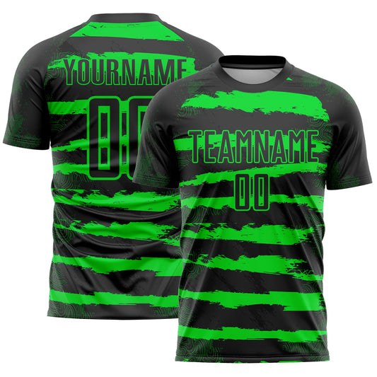 Custom Black Neon Green Sublimation Soccer Uniform Jersey - Sky-Custom