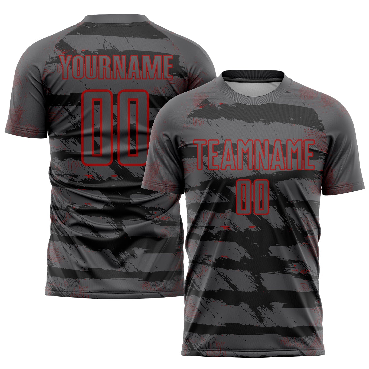 Custom Steel Gray Red Sublimation Soccer Uniform Jersey - Sky-Custom