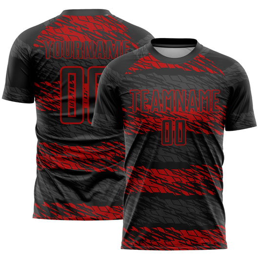 Custom Black Red Sublimation Soccer Uniform Jersey - Sky-Custom