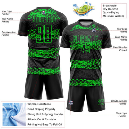Custom Black Neon Green Sublimation Soccer Uniform Jersey - Sky-Custom