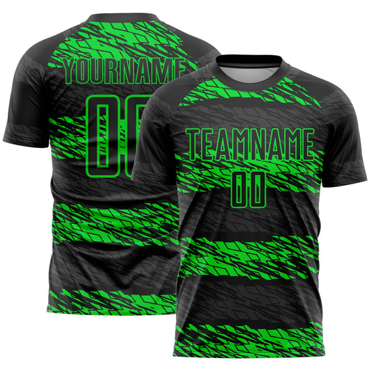 Custom Black Neon Green Sublimation Soccer Uniform Jersey - Sky-Custom