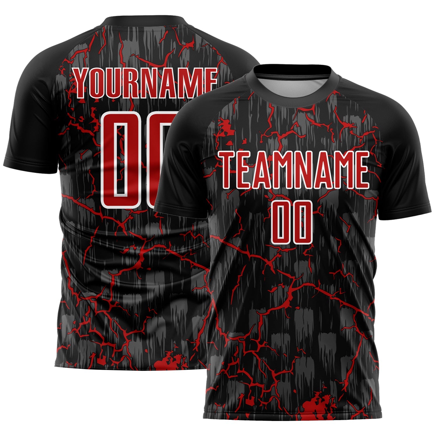 Custom Black Red-White Lightning Sublimation Soccer Uniform Jersey - Sky-Custom