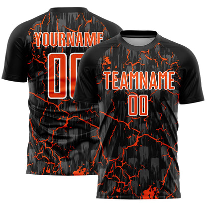 Custom Black Orange-White Pink Lightning Sublimation Soccer Uniform Jersey - Sky-Custom