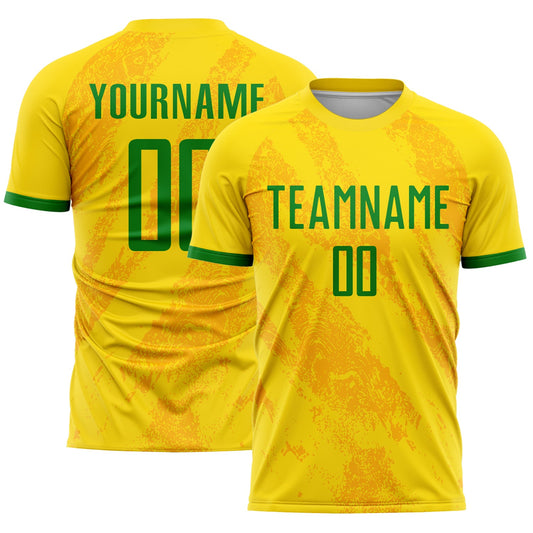 Custom Gold Grass Green Sublimation Soccer Uniform Jersey - Sky-Custom